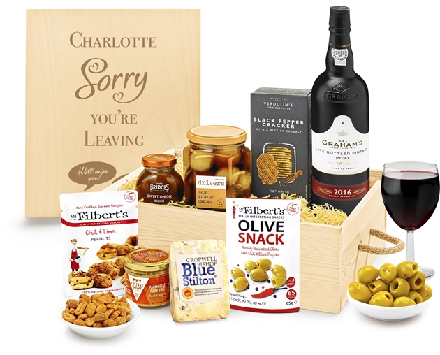 Retirement Personalised Cheese & Pâté Selection Gift Box With Port